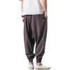 imageINVACHI Mens Baggy Harem Pants Japanese Linen Sweatpants Elastic Waist Hip Hop Joggers for MenGrey41