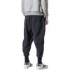 imageINVACHI Mens Baggy Harem Pants Japanese Linen Sweatpants Elastic Waist Hip Hop Joggers for MenNavy Blue46
