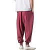 imageINVACHI Mens Baggy Harem Pants Japanese Linen Sweatpants Elastic Waist Hip Hop Joggers for MenRed41