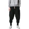 imageINVACHI Mens Baggy Harem Pants Japanese Linen Sweatpants Elastic Waist Hip Hop Joggers for MenBlack46
