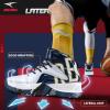 imageASHION Unisex Kids Basketball Shoes Air Boys Girls High Top Sneakers Breathable Outdoor Cushioning Athletic ShoesF15White Blue