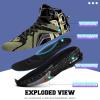imageASHION Unisex Kids Basketball Shoes Air Boys Girls High Top Sneakers Breathable Outdoor Cushioning Athletic ShoesF31Black Gold