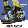 imageASHION Unisex Kids Basketball Shoes Air Boys Girls High Top Sneakers Breathable Outdoor Cushioning Athletic ShoesF31Black Gold