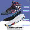 imageASHION Unisex Kids Basketball Shoes Air Boys Girls High Top Sneakers Breathable Outdoor Cushioning Athletic ShoesF31Camo Blue