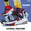 imageASHION Unisex Kids Basketball Shoes Air Boys Girls High Top Sneakers Breathable Outdoor Cushioning Athletic ShoesF31Camo Blue