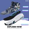 imageASHION Unisex Kids Basketball Shoes Air Boys Girls High Top Sneakers Breathable Outdoor Cushioning Athletic ShoesF31White Blue