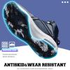 imageASHION Unisex Kids Basketball Shoes Air Boys Girls High Top Sneakers Breathable Outdoor Cushioning Athletic ShoesF31White Blue