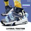 imageASHION Unisex Kids Basketball Shoes Air Boys Girls High Top Sneakers Breathable Outdoor Cushioning Athletic ShoesF31White Blue