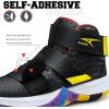 imageASHION Unisex Kids Basketball Shoes Air Boys Girls High Top Sneakers Breathable Outdoor Cushioning Athletic ShoesFBlack Yellow