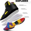 imageASHION Unisex Kids Basketball Shoes Air Boys Girls High Top Sneakers Breathable Outdoor Cushioning Athletic ShoesFBlack Yellow