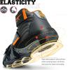 imageASHION Unisex Kids Basketball Shoes Air Boys Girls High Top Sneakers Breathable Outdoor Cushioning Athletic ShoesFGrey Orange