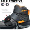 imageASHION Unisex Kids Basketball Shoes Air Boys Girls High Top Sneakers Breathable Outdoor Cushioning Athletic ShoesFGrey Orange