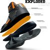 imageASHION Unisex Kids Basketball Shoes Air Boys Girls High Top Sneakers Breathable Outdoor Cushioning Athletic ShoesFGrey Orange