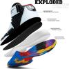 imageASHION Unisex Kids Basketball Shoes Air Boys Girls High Top Sneakers Breathable Outdoor Cushioning Athletic ShoesFWhite Black