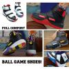 imageASHION Unisex Kids Basketball Shoes Air Boys Girls High Top Sneakers Breathable Outdoor Cushioning Athletic ShoesFWhite Black