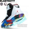 imageASHION Unisex Kids Basketball Shoes Air Boys Girls High Top Sneakers Breathable Outdoor Cushioning Athletic ShoesFWhite Black