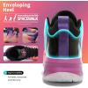 imageASHION Unisex Kids Basketball Shoes Air Boys Girls High Top Sneakers Breathable Outdoor Cushioning Athletic ShoesGradual Pink Purple