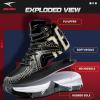 imageASHION Unisex Kids Basketball Shoes Air Boys Girls High Top Sneakers Breathable Outdoor Cushioning Athletic ShoesSpider BlackGold