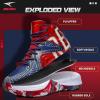 imageASHION Unisex Kids Basketball Shoes Air Boys Girls High Top Sneakers Breathable Outdoor Cushioning Athletic ShoesSpider BlueRed