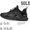 imageLittleplum Boys Running Shoes Slip On Kids Sneakers Mesh Tennis Shoes Lightweight Breathable for Athletic Gym School SportClassic All Black