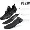 imageLittleplum Boys Running Shoes Slip On Kids Sneakers Mesh Tennis Shoes Lightweight Breathable for Athletic Gym School SportClassic All Black