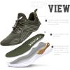 imageLittleplum Boys Running Shoes Slip On Kids Sneakers Mesh Tennis Shoes Lightweight Breathable for Athletic Gym School SportClassic Army Green