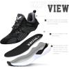 imageLittleplum Boys Running Shoes Slip On Kids Sneakers Mesh Tennis Shoes Lightweight Breathable for Athletic Gym School SportClassic Black