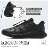 imageLittleplum Boys Running Shoes Slip On Kids Sneakers Mesh Tennis Shoes Lightweight Breathable for Athletic Gym School SportEnergic All Black