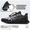 imageLittleplum Boys Running Shoes Slip On Kids Sneakers Mesh Tennis Shoes Lightweight Breathable for Athletic Gym School SportEnergic Black Grey