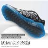 imageLittleplum Boys Running Shoes Slip On Kids Sneakers Mesh Tennis Shoes Lightweight Breathable for Athletic Gym School SportEnergic Black Grey