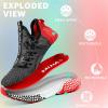 imageLittleplum Boys Running Shoes Slip On Kids Sneakers Mesh Tennis Shoes Lightweight Breathable for Athletic Gym School SportPopular Black Red