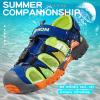 imageLittleplum Boys Sandals Closed Toe Sport Sandals Summer Shoes for Kids Walking Hiking Athletic OutdoorBlue