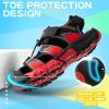 imageLittleplum Boys Sandals Closed Toe Sport Sandals Summer Shoes for Kids Walking Hiking Athletic OutdoorRedBlack