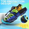 imageLittleplum Boys Sandals Closed Toe Sport Sandals Summer Shoes for Kids Walking Hiking Athletic OutdoorVibrant Fire Blue