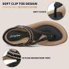 imageLittleplum Womens Sandals Arch Support Slingback Sandals Summer Beach Shoes Ankle Strap Thong Elastic Flat Sandals for WomenCasual Black