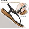imageLittleplum Womens Sandals Arch Support Slingback Sandals Summer Beach Shoes Ankle Strap Thong Elastic Flat Sandals for WomenClassic Black
