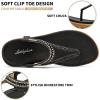imageLittleplum Womens Sandals Arch Support Slingback Sandals Summer Beach Shoes Ankle Strap Thong Elastic Flat Sandals for WomenClassic Black