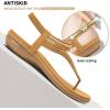 imageLittleplum Womens Sandals Arch Support Slingback Sandals Summer Beach Shoes Ankle Strap Thong Elastic Flat Sandals for WomenClassic Brown