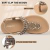 imageLittleplum Womens Sandals Arch Support Slingback Sandals Summer Beach Shoes Ankle Strap Thong Elastic Flat Sandals for WomenElegance Apricot