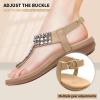 imageLittleplum Womens Sandals Arch Support Slingback Sandals Summer Beach Shoes Ankle Strap Thong Elastic Flat Sandals for WomenElegance Apricot