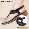 imageLittleplum Womens Sandals Arch Support Slingback Sandals Summer Beach Shoes Ankle Strap Thong Elastic Flat Sandals for WomenElegance Black
