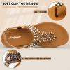 imageLittleplum Womens Sandals Arch Support Slingback Sandals Summer Beach Shoes Ankle Strap Thong Elastic Flat Sandals for WomenElegance Brown