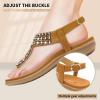 imageLittleplum Womens Sandals Arch Support Slingback Sandals Summer Beach Shoes Ankle Strap Thong Elastic Flat Sandals for WomenElegance Brown