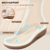 imageLittleplum Womens Sandals Arch Support Slingback Sandals Summer Beach Shoes Ankle Strap Thong Elastic Flat Sandals for WomenElegance Cream White