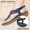 imageLittleplum Womens Sandals Arch Support Slingback Sandals Summer Beach Shoes Ankle Strap Thong Elastic Flat Sandals for WomenElegance Royalblue