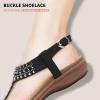 imageLittleplum Womens Sandals Arch Support Slingback Sandals Summer Beach Shoes Ankle Strap Thong Elastic Flat Sandals for WomenPopular Black