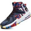 imageASHION Unisex Kids Basketball Shoes Air Boys Girls High Top Sneakers Breathable Outdoor Cushioning Athletic ShoesF31Camo Blue