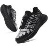 imageLittleplum Boys Running Shoes Slip On Kids Sneakers Mesh Tennis Shoes Lightweight Breathable for Athletic Gym School SportEnergic Black Grey
