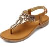 imageLittleplum Womens Sandals Arch Support Slingback Sandals Summer Beach Shoes Ankle Strap Thong Elastic Flat Sandals for WomenElegance Brown