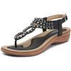 imageLittleplum Womens Sandals Arch Support Slingback Sandals Summer Beach Shoes Ankle Strap Thong Elastic Flat Sandals for WomenPopular Black